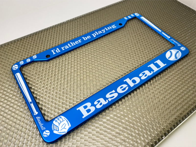 I'd Rather Be Playing Baseball - Aluminum Car License Plate Frames
